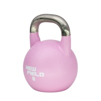 Kettlebell de compétition 8 kg avec revêtement en poudre, poignée en acier inoxydable, surface mate et lisse, pour entraînement à domicile, utilisation en salle de sport, entraînement de force