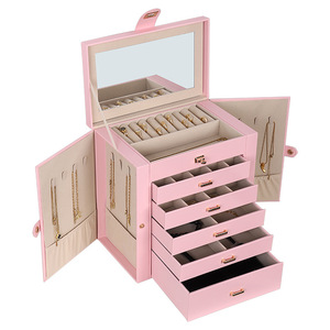 Đa-Chức Năng Năm Lớp Khóa Da Hộp Lưu Trữ Cho Bông Tai Dây Chuyền Nặng-Hình Chữ Nhật Hình Dạng Đồ Trang Sức Trường Hợp Hoặc Quà Tặng Trường Hợp - Product Image 2