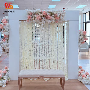 ฉากหลังงานแต่งงาน PVC คุณภาพสูง รูปทรงสี่เหลี่ยม 3 มิติ พร้อมดอกไม้สีขาว - Product Image 4