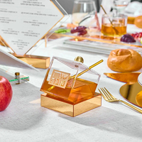 Moderne Rosh Hashanah Tischdekoration mit Gold-Hebräisch-Akzent-Design, Elegantes Geschenk-Display, Acryl-Neigbare Honigschale