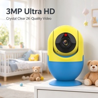 Caméra de sécurité WiFi mini 3MP, caméra IP intérieure panoramique et inclinable, design mignon, détection humaine IA, suivi automatique, surveillance pour bébé, animal domestique et maison