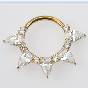 Titane nouveau Zircons CNC joli anneau de Clicker à charnière Septum <span class=keywords><strong>Piercing</strong></span> bijoux - Product Image 2