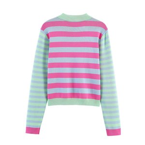 SHENZHU Style Européen et Américain Nouvelle Collection Printemps 26 <span class=keywords><strong>Pull</strong></span> Tricoté Décontracté Simple à Rayures à Manches Longues avec Col pour <span class=keywords><strong>Femme</strong></span> 5536015 - Product Image 2