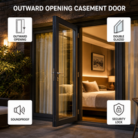 Puerta de Entrada Abatible de Aluminio con Apertura Exterior, Doble Acristalamiento, con Cerradura, Aislamiento Térmico y Acústico, para Patio