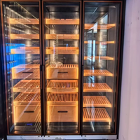 Armoire à cigares de luxe légère avec porte vitrée, armoire de rangement pour cigares encastrée sur mesure OEM pour villa et club