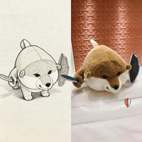 Peluche chien épée et bouclier personnalisée, jouet en peluche doux, poupée chiot, coussin mignon de dessin animé pour enfants, cadeau et décoration intérieure
