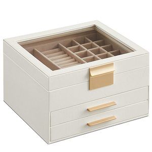 Travel custom logo multi-layer leather jewelry box jewelry storage box multi-function large jewelry box