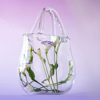 Vase à fleurs en verre en forme de sac à main moderne nordique Vase de plante hydroponique de table Aquarium de pot de poisson pour salon Restaurant