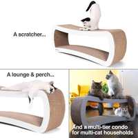 Griffoir géant pour chat avec herbe à chat, pour griffer, jouer, se reposer et se cacher, en carton 100% recyclable, protection de meubles pour chat