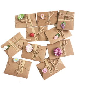 YUYANG Creative DIY Retro Kraft Paper Small Dried Flower Card <b>Teacher</b> Mother's Day Card Birthday Valentine's Day Card - Product Image 1