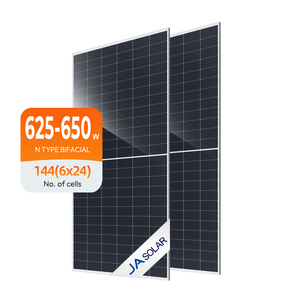 แผงโซลาร์เซลล์แบบสองหน้าประสิทธิภาพสูง 650W 630W 635W 640W 645W JA Solar โมดูล PV แบบกระจกสองชั้นชนิด N พร้อมเซลล์ 144 ชิ้น - Product Image 1