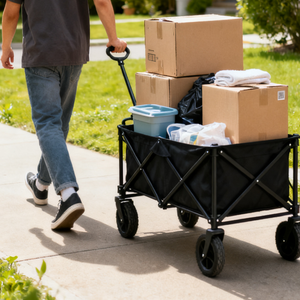 आउटडोर शिविर शॉपिंग पिकनिक के लिए थोक पोर्टेबल फोल्डेबल चार पहिया भंडारण सभी इलाके का उपयोग शिविर कार्ट - Product Image 3