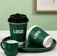 Gobelet en carton noir pour café chaud avec couvercle en PP, personnalisable avec logo, fourni par l'usine