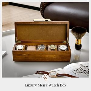 Người Đàn Ông Sang Trọng Cá Nhân Lưu Trữ Với 5 Khe Cắm Cho Đồng Hồ Rắn Đồng Hồ Bằng Gỗ Hộp - Product Image 3
