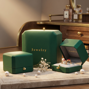 लक्जरी कस्टम सूट वेवेट वेल्वेट एलईडी चमड़े के हार गहने बॉक्स कंगन और लोगो के साथ शादी की अंगूठी आभूषण पैकेजिंग - Product Image 6