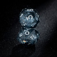 Ensemble de dés DND personnalisés en noir, dés polyédriques à bords tranchants avec numéros blancs pour les jeux de rôle Dungeon and Dragon, jeux de société et jeux de table