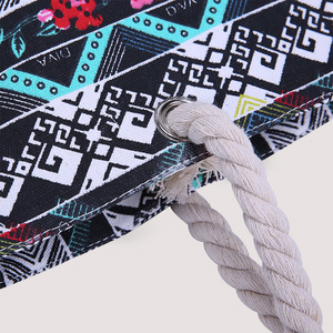 Fashion Folding Women Tote Bag Casual Flower Printing Graffiti Shoulder <b>Beach</b> Cotton <b>Canvas</b> Reusable Open Zipper Eco-friendly - Product Image 6