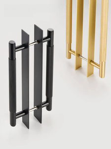 Knurled Solid Brass Large Pull Handles with Backplate Antique Brass Recessed Mount <strong>Door</strong> Pulls for Wardrobe Cabinet - Product Image 3
