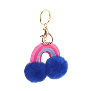 Portachiavi Pom pom bulk portachiavi kawaii personalizzati accessori portachiavi con pompon arcobaleno palla di pelliccia sintetica