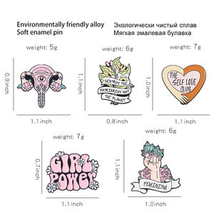 Pin Enamel Kuat Gadis Fashion untuk Kata-kata Self Love Club Rahim Feminism Kepalan Pin Kerah Enamel Keras untuk Wanita Teman - Product Image 4