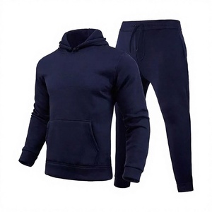 <b>Men</b> Hooded Tracksuit Solid <b>Navy</b> Cotton Casual Wear Full Length Drawstring <b>Jogger</b> Pants Regular Fit Autumn Breathable - Product Image 6