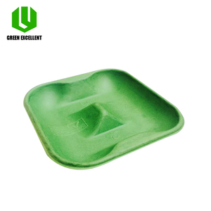 Pulp biodegradable 6compartment baking bbq meat sushi fruit meal paper food lunch disposable tray