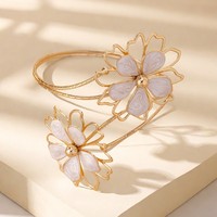 Bracelet à motif floral creux tendance, bracelet de bras polyvalent pour femmes, bracelet de bras réglable