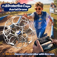 Drone de football 4DRC V51 grand format sans balais avec mode Tortue, caméra 720P, WiFi FPV, écran LCD, télécommande, grand quadricoptère RC, vol stable