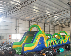 Tunnel gonflable de parcours d'obstacles <span class=keywords><strong>vert</strong></span> et jaune pour le jeu d'enfants jeu mou extérieur jeu gonflable parcours d'obstacles Indoo - Product Image 3