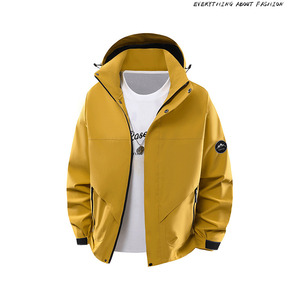 Men's Windproof <b>Jacket</b> With Detachable Hood Polyester Wadding Outdoor Workwear - Product Image 5