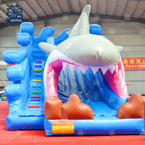 Ocean Shark Theme Inflatable Water Slide 3D Giant Sea Animal Mouth Blow up Slide Outdoor Kids Commercial Amusement Park Rental - Product Image 1