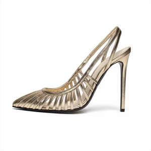 Escarpins dorés à talons hauts pour femmes, chaussures de mariage à talons fins, à enfiler, fermes, résistantes à l'usure, imperméables, respirantes, avec <span class=keywords><strong>strass</strong></span>, pour l'été - Product Image 5