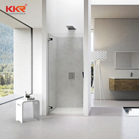 Panneau mural de douche en marbre gris et blanc, accessoire de salle de bain pour hôtel, villa, appartement, fabrication sur mesure par KKR Factory