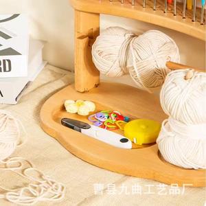 Wooden Desktop <b>Crochet</b> Yarn Storage Rack 3 Layers With <b>Hooks</b> For Craft Organizers - Product Image 3