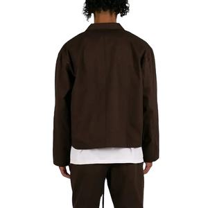 Chaqueta de trabajador de algodón vintage de gran tamaño con cremallera completa bordada de diseño personalizado para hombre - Product Image 5