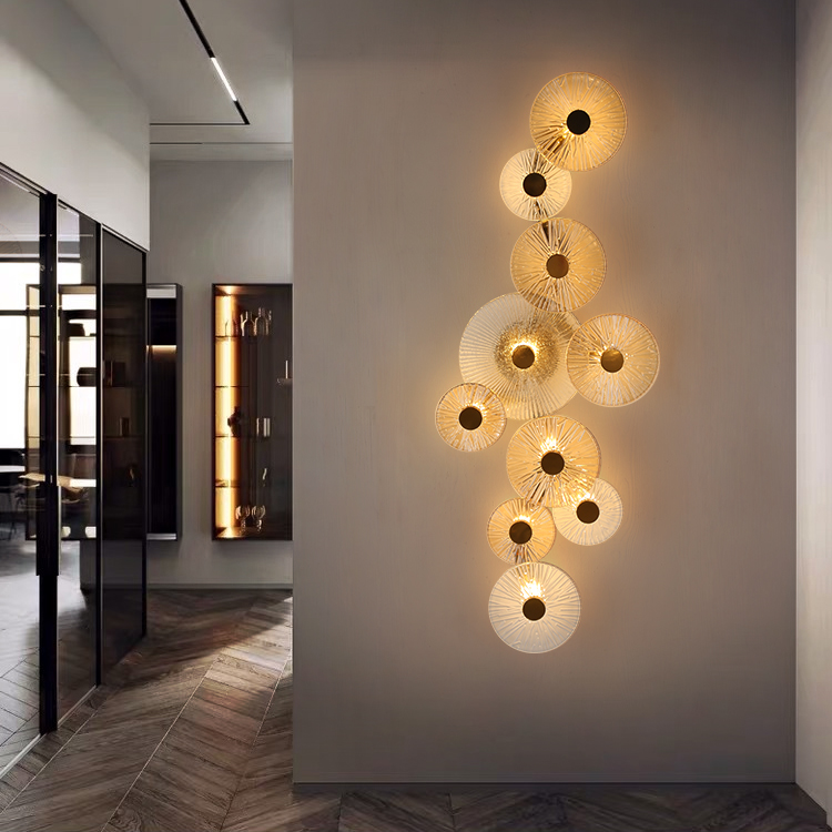 Indoor Hotel Restaurant Gold Decoration Corridor Staircase Iron Led Wall Light