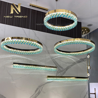 Lampe de luxe Hall d'hôtel Villa Décoration Anneau Lustre Lampe Anneau LED Personnalisé Cristal Pendentif Lumière