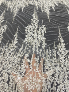 Vendita a basso prezzo di perline in pizzo tessuto abito da sposa tessuto manichino per abito da sera tessuto paillettes - Product Image 3