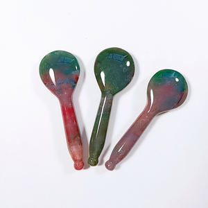 2025 Farbe gemischter Achat Halbe del stein Gesichts massage Meridian Schrott platte Fabrik verkauf - Product Image 3