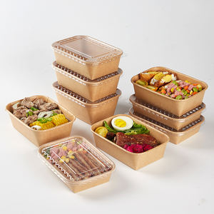 Caja de Papel Kraft Transparente con Tapa, Ecológica, Impermeable y Apta para Microondas, para Envasar <span class=keywords><strong>Comida</strong></span> Rápida, Sushi y Postres, Platos Desechables - Product Image 4