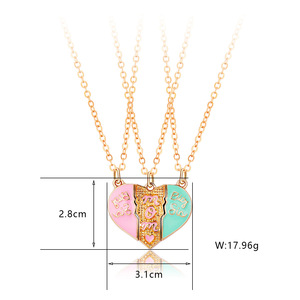 Día DE LA MADRE padre-hijo corazón colgante collar de dibujos animados 3 unids/set amor empalme magnético corazón collar joyería - Product Image 4