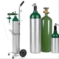 Cilindros de Gas Médicos de Aluminio de 0.7L-50L, Cilindro de Oxígeno de Aluminio Recargable de Alta Presión con Válvula