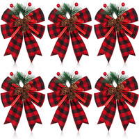 Nouveaux Nœuds de Noël en Tissu à Aiguilles de Pin, Vente Directe Usine, Étiquette Privée, Dropshipping, Décorations de Noël Multi-styles