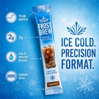 Custom Iced Coffee Stick Coffee Packaging Bags Tear Notch 2g Cold Water Blue Snowflake Instant Sachet for Cafe Powder Brand OEM