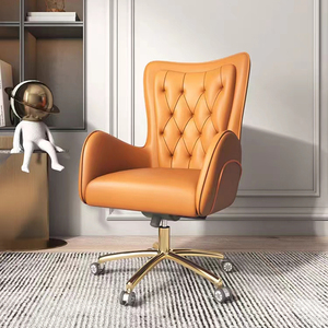 Muebles de oficina modernos <span class=keywords><strong>Silla</strong></span> de oficina de cuero giratoria con marco dorado de lujo para <span class=keywords><strong>escritorio</strong></span> de computadora <span class=keywords><strong>Silla</strong></span> de habitación de oficina - Product Image 2