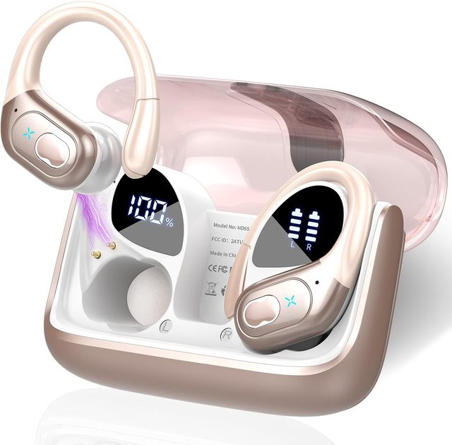 HD65 Wireless Earbuds 75hrs BT 5.3 Headphone Sports Earbuds Stereo Deep Bass ENC Noise Cancelling Earphone for Workout/Running