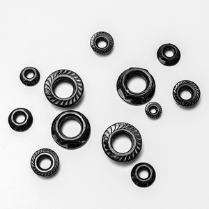 10 unids/bolsa de acero al carbono negro/tuerca de brida hexagonal de acero inoxidable con tuerca métrica de M3-M20 dentada DIN6923 - Product Image 3