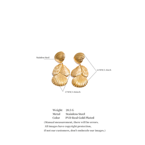 JINYOU 2477 - Aretes de Acero Inoxidable Chapados en Oro al por Mayor, Aretes de Diseño con Forma de Concha para Mujer - Product Image 6
