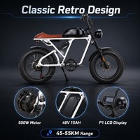 Vélo électrique 500W 48V 15AH avec pneus larges de 20 pouces, idéal pour les trajets quotidiens, première expérience de vélo électrique, cadre en acier carbone pour les week-ends décontractés