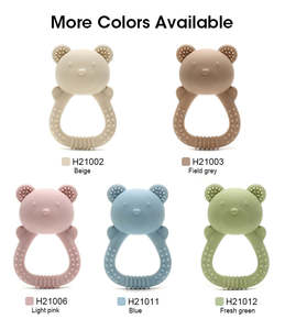 Hochet de dentition pour bébé en silicone de qualité alimentaire, forme d'animal de dessin animé, jouet musical éducatif sensoriel, écologique, facile à nettoyer - Product Image 3